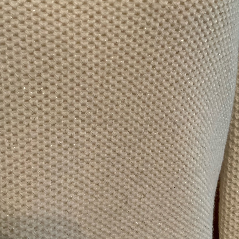 Tory Burch Cream Sweater with Gray Logo & Shimmery gold threading - Picture 7 of 16
